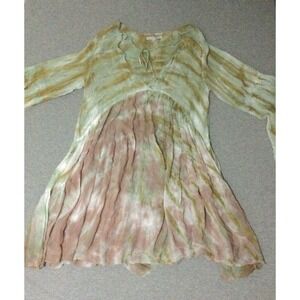 YBF Sheer Bohemian 70's Whimsical Tie Dye Acid Wash Couture Dress